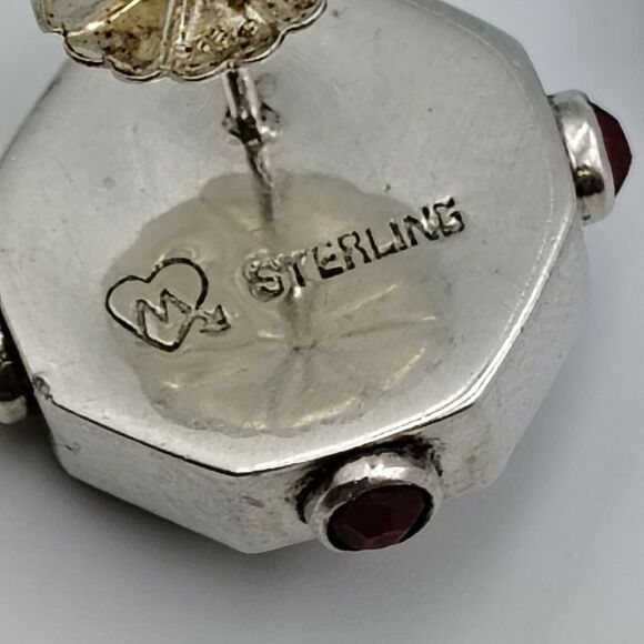 Mars & Valentine Echo Of The Dreamer Sterling 925 Gemstone Two Tone Earrings - Picture 13 of 16